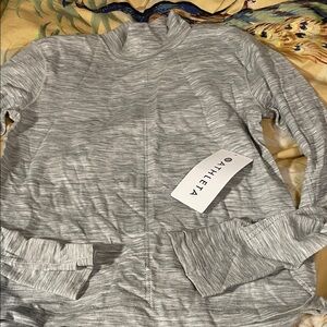 Athleta Heathered Gray Mock Neck ascend seamless Top